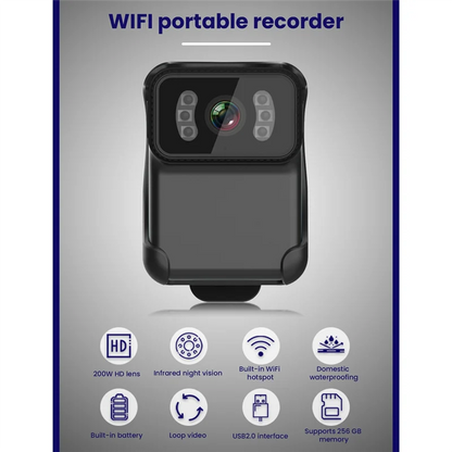 A34M-CS02 1080P HD Portable Body Action Camera CS02 Back Clip Action Camera Wifi DV Camcorder Loop Recording