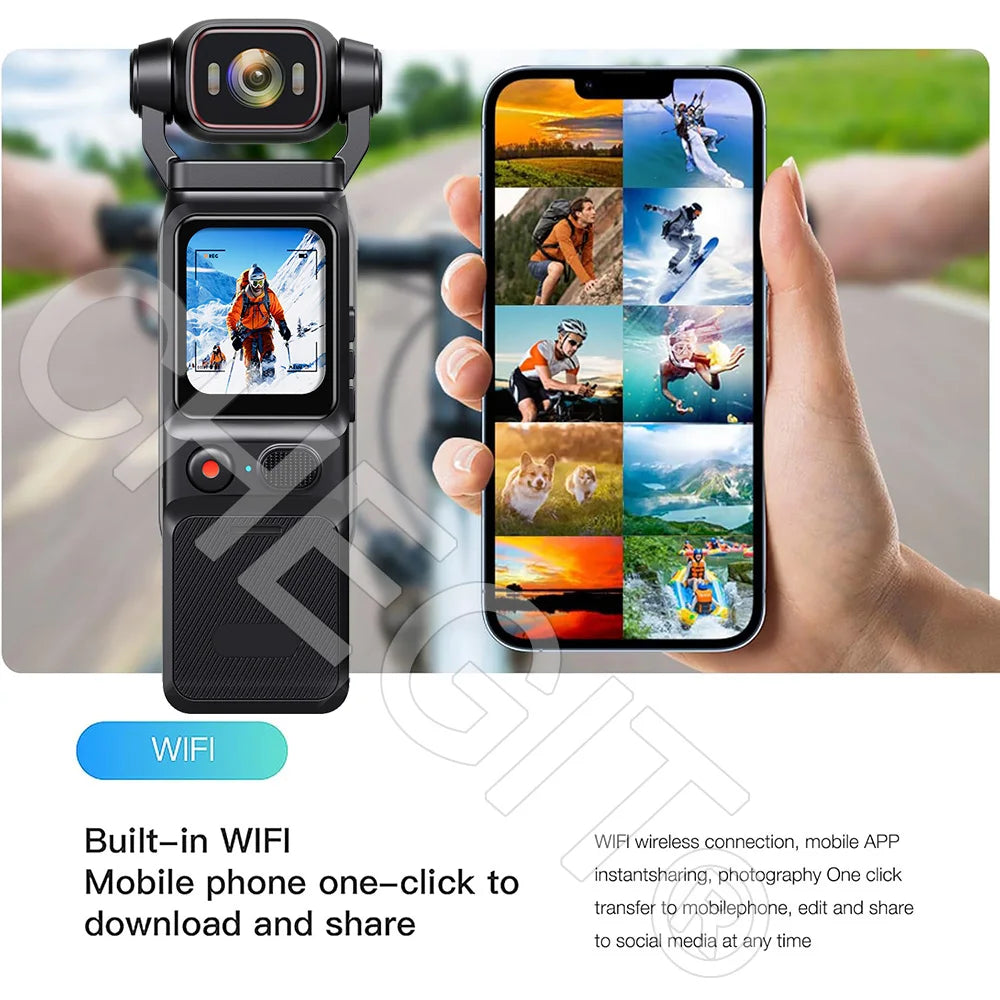 Real 4K Touchscreen Pocket Camera WIFI Outdoor DV 180°Rotatable UHD Anti-shake Bodycam Sports Action Portable Security Recorder