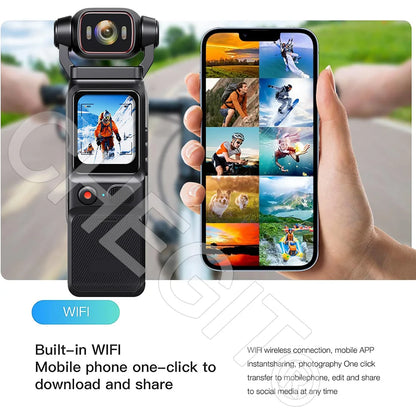 Real 4K Touchscreen Pocket Camera WIFI Outdoor DV 180°Rotatable UHD Anti-shake Bodycam Sports Action Portable Security Recorder