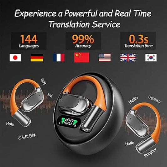 AI Translator Clip-on Headphones 144 Languages Real Time Two-Way Translation Earphones Stereo Sound Wireless Bluetooth Headsets - Universal Market