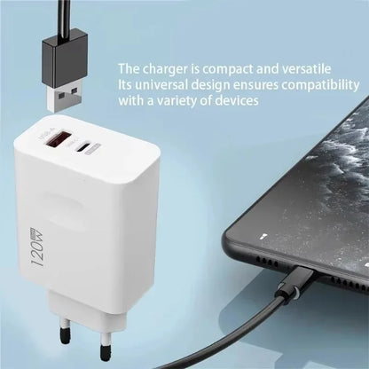 Xiaomi 120w EU US UK Mobile Phone Charger Super Fast Charging Head Flash Charging Suitable For Apple Xiaomi Huawei Samsung 2025