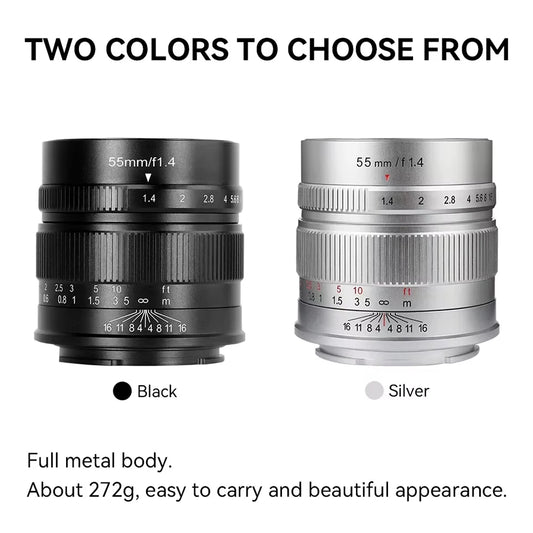 7artisans APS-C 55mm F1.4 Large Aperture Manual Focus Mirrorless Camera Lens for Portrait Photography with Sony E Fujifilm XF - Universal Market