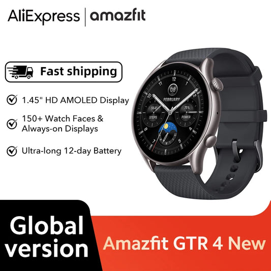 Fast Shipping Amazfit GTR 4 New 46mm Smartwatch AMOLED Display Zepp OS Smartwatch App 12-day Battery Life Watch 150+Sports Modes