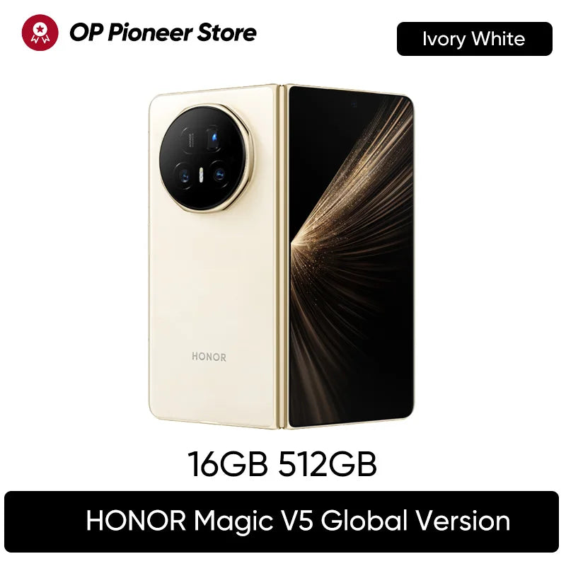New ArrivalGlobal Version HONOR Magic V5 5G Foldable Smartphone 7.95" LTPO OLED Display Snapdragon 8 Elite 5820mAh 66W Wired NFC