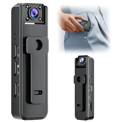 Mini Camera HD 1080P Micro Recorder Wide Angle Bodycam Worn Police Cam Snapshot Loop Recording Camcorder 180° Rotating - Universal Market