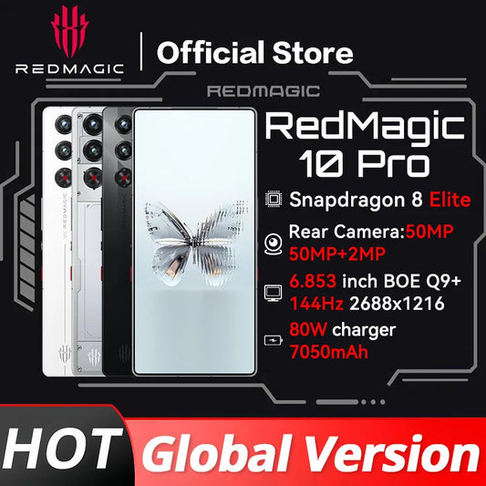 Original Global Version RedMagic 10 Pro 5G Gaming Phone 6.853" Snapdragon 8 Elite 7050mAh 80W Charge 50MP NFC