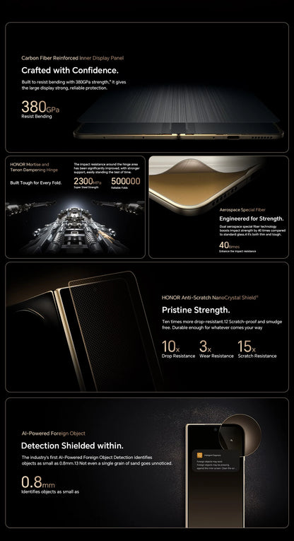 Global Version HONOR Magic V5 5G 16GB+512GB Foldable OLED Screen Snapdragon 8 Elite 5820 mAh Battery 50W Wireless SuperCharge