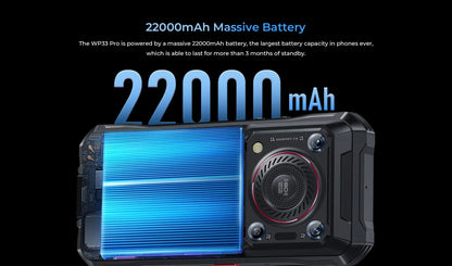 Oukitel WP33 Pro Rugged 5G Smartphones 6.6Inch FHD Octa Core 24GB+256GB Android 13 Mobile Phone 64MP 22000mAh 33W Fast Charging