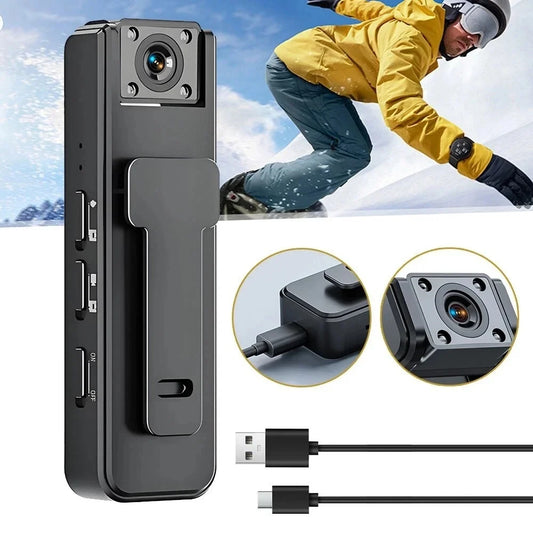Mini Camera HD 1080P Micro Recorder Wide Angle Bodycam Worn Police Cam Snapshot Loop Recording Camcorder 180° Rotating - Universal Market