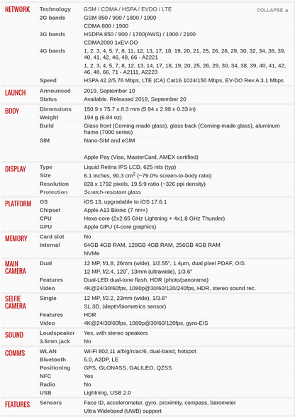 Original  Apple iPhone 11 4G Mobile Phone NFC 4GB RAM 64/128/256GB ROM 6.1'' Dual 12MP A13 Bionic Hexa-core iphone 11 cellphone