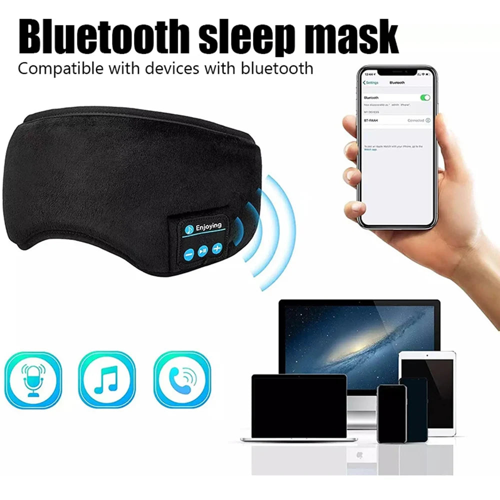 Fone Bluetooth Earphones Sports Sleeping Headband Elastic Wireless Headphones Music Eye Mask Wireless Bluetooth Headset Headband - Universal Market