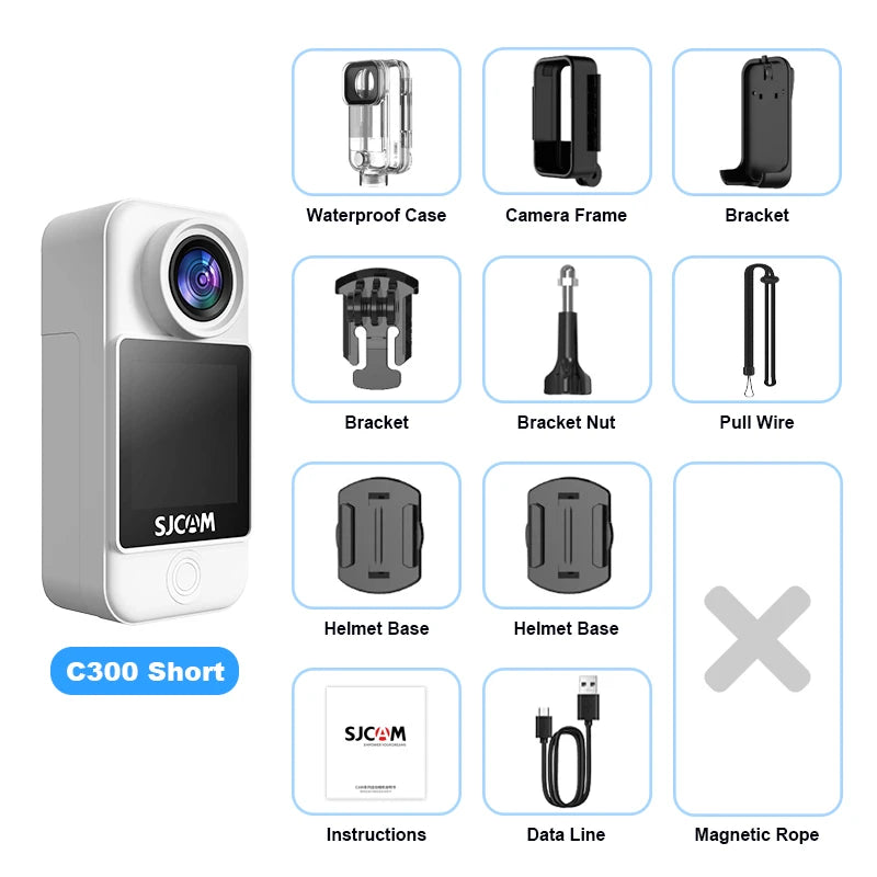 SJCAM C300 Action Camera Long Battery Life 4K 30FPS Six-Axis Gyroscope Anti-Shake Sport Cam 5G WiFi 30M Waterproof Easy To Carry