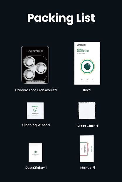 UGREEN Screen Protector For iPhone 17 Pro Full Cover Tempered Glass For iPhone 17Pro Max Air 16 Pro Camera Lens Protectors