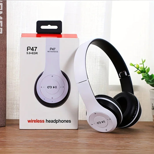 P47 Bluetooth 5.0 Wireless Headphone Foldable HIFI Stereo Bass Earphone Kid Helmet Gift With Mic USB Adaptor For iPhone Game - Universal Market