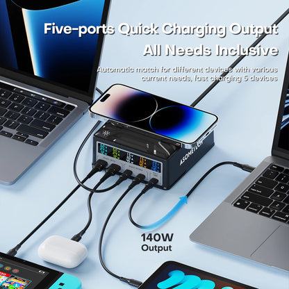 260W GaN USB C Charger PD3.1 140W USB Type C Fast Charger For Mackook Pro Tablet iPhone 14 Samsung Xiaomi Wireless Charger