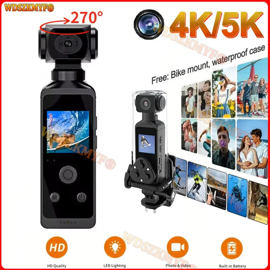 Real-5K 4K UHD WiFi 1080P Camera 270 Rotatable Mini Camcorders Outdoor Sports With Waterproof Case Video Recorder Camcorder Cam - Universal Market