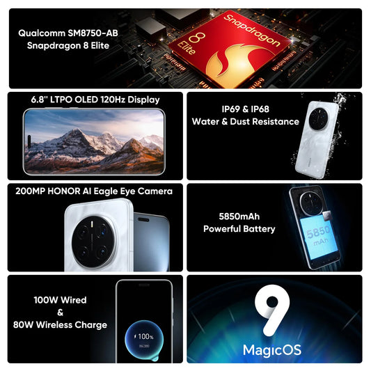 【World Premiere】Global Version HONOR Magic7 Pro 5G Smartphone Magic 7 Pro Snapdragon 8 Elite 120Hz OLED Screen 100W Charging