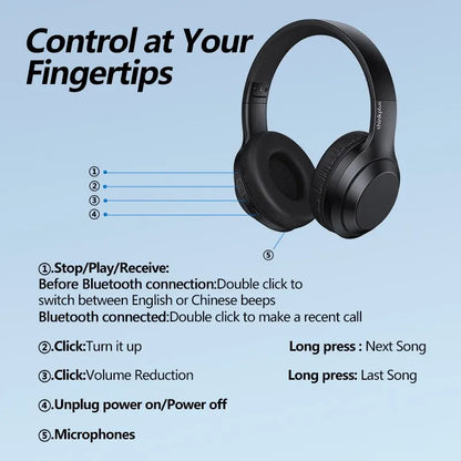 Lenovo TH10 Wireless Bluetooth Headset HIFI Stereo Earphones Foldable Over Ear Earbuds Sports Game Headphones with Microphone - Universal Market