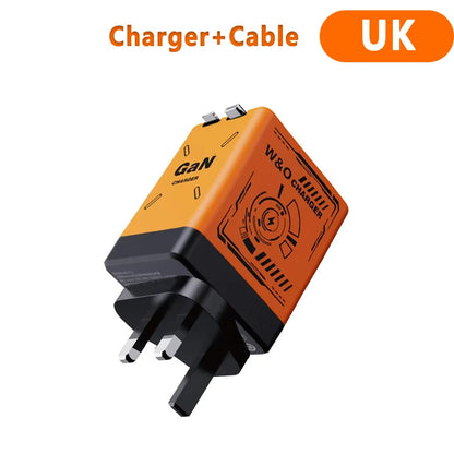 XIAOMI GaN 120W Fast Charger with Retractable Type-C Ligting Cable Portable Multi-Device Folding Adapter For iPhone Samsung