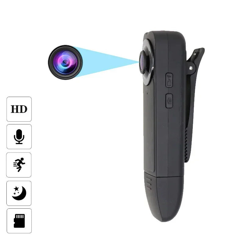 HD 1080P Mini Camera With 64G Card Clip Digtal Bodycam Video Recorder Night Vision Motion Detect PC Webcam Camcorder Micro Body - Universal Market