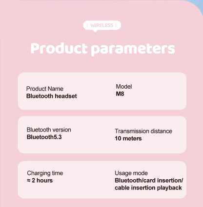Gradient Wireless Headphones RGB Cat Ear Bluetooth Headphones With Microphone Stereo Music Game Earphone For Girls Kids Gifts - Universal Market
