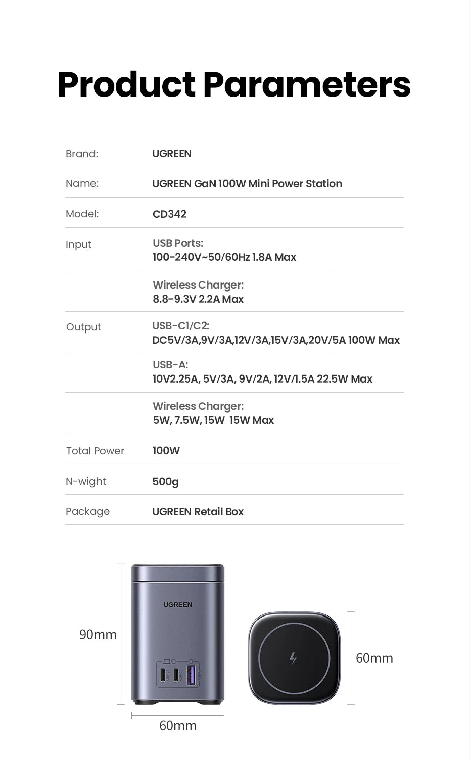 UGREEN GaN 100W Desktop Charger MFi Magnetic Wireless Charger for iPhone 17 16 15 Fast Charger Power Station for Laptop Notebook