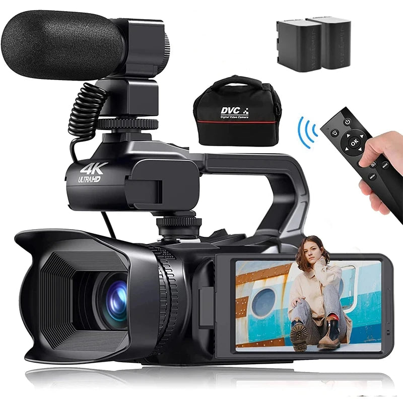 2025 Pro 4K 60FPS Digital Video Camera Photography Youtube Vlog Camcorder For Tiktok Live Stream Webcam 18X Zoom Rotate Touch - Universal Market