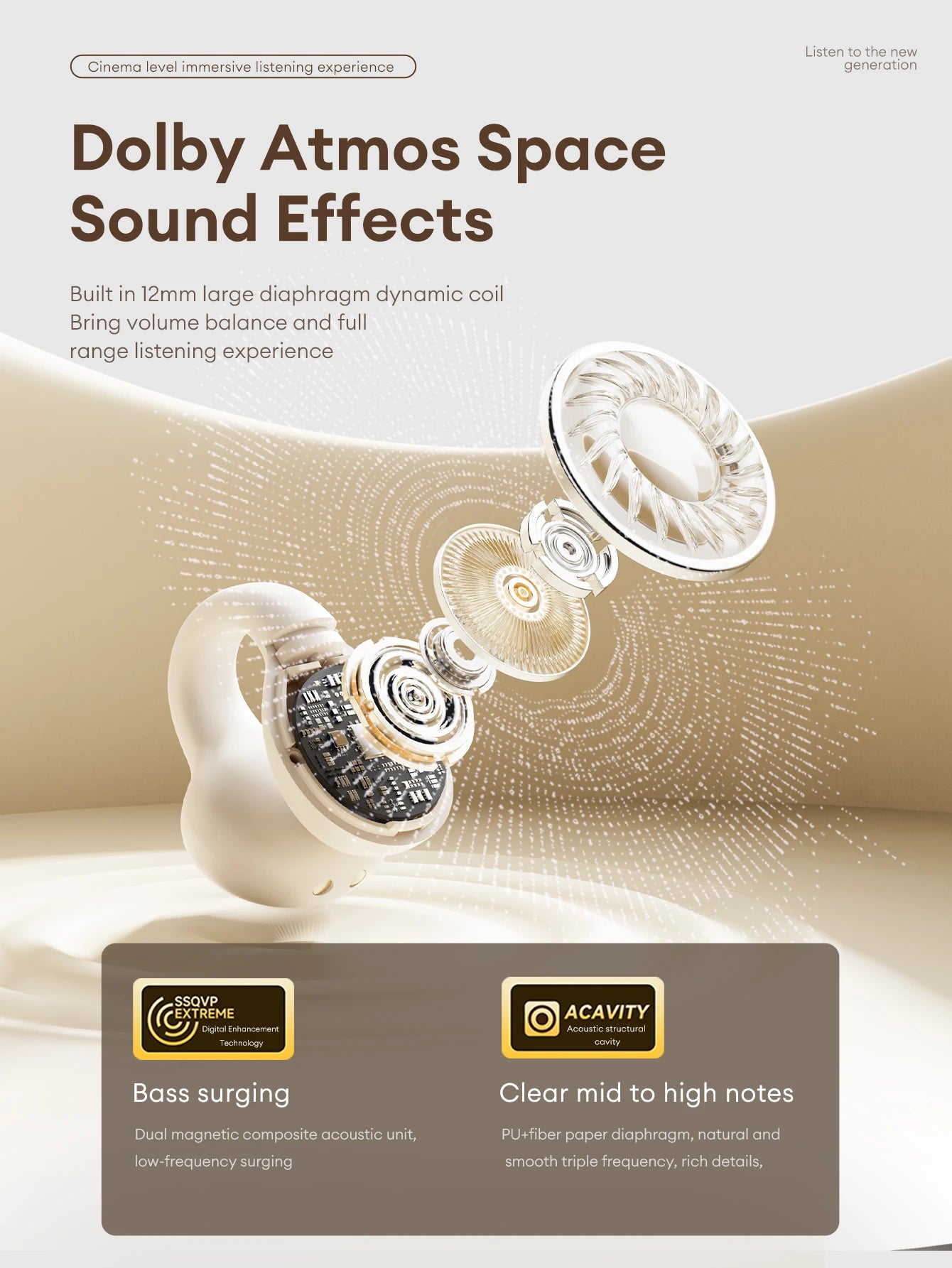 Lenovo LP25 OWS Bluetooth 5.4 Wireless Earphone Long Battery Life Headset Noise Canceling Gaming Headphones HIFI Stereo With Mic - Universal Market