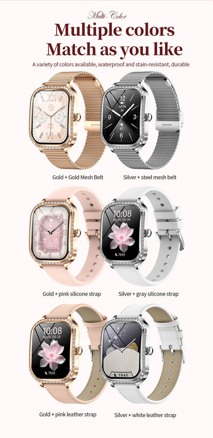 For Xiaomi Huawei New Women Smart Watch Heart Rate Blood Pressure Monitor Music Playback AI Voice Sports BT Calling SmartWatch