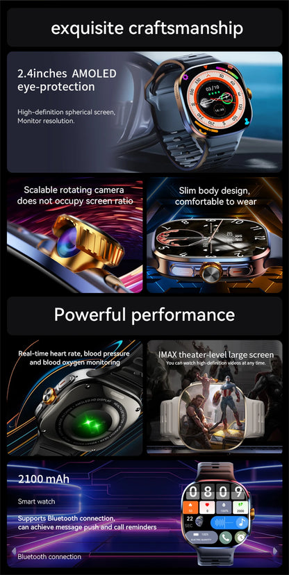 8GB+128GB RAM 5G/4G Android 9.0 Smart Watch 2.4 inch AMOLED 2100mah Battery 900W Camera GPS WIFI Google APPS Download Smartwatch