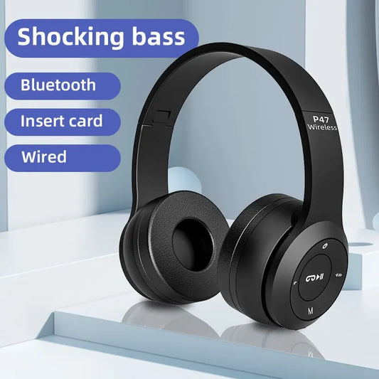 P47 Wireless Headphones Bluetooth 5.0 Earphones Foldable HIFI Stereo Bass for Music Gaming Kid Girl Earphone for Smartphone - Universal Market