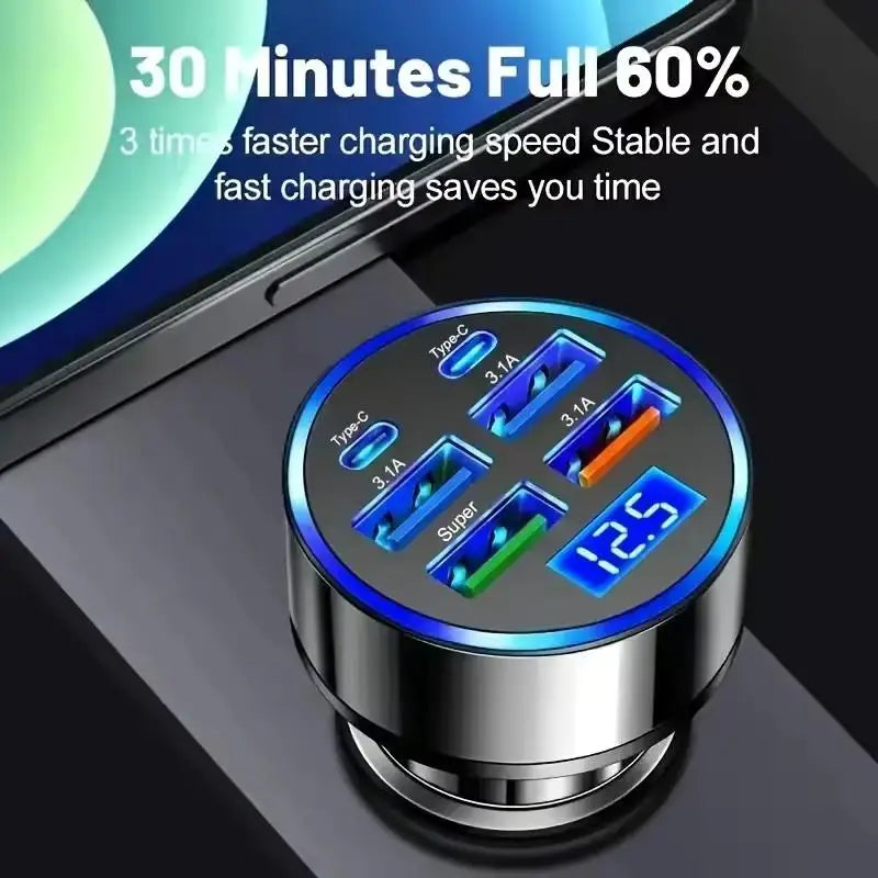 300W USB Car Charger PD QC3.1 USB C Car Phone Charger Type C Adapter for iPhone Samsung Huawei Xiaomi Quick Charge ﻿