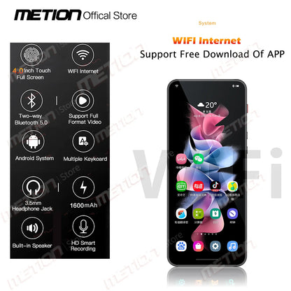 MP3 Mp4 Player Bluetooth 5.0 Wifi MP5 Android with Multiple Language/Google Service/youtube/Spotify/Free APP/Speaker/Browser/FM