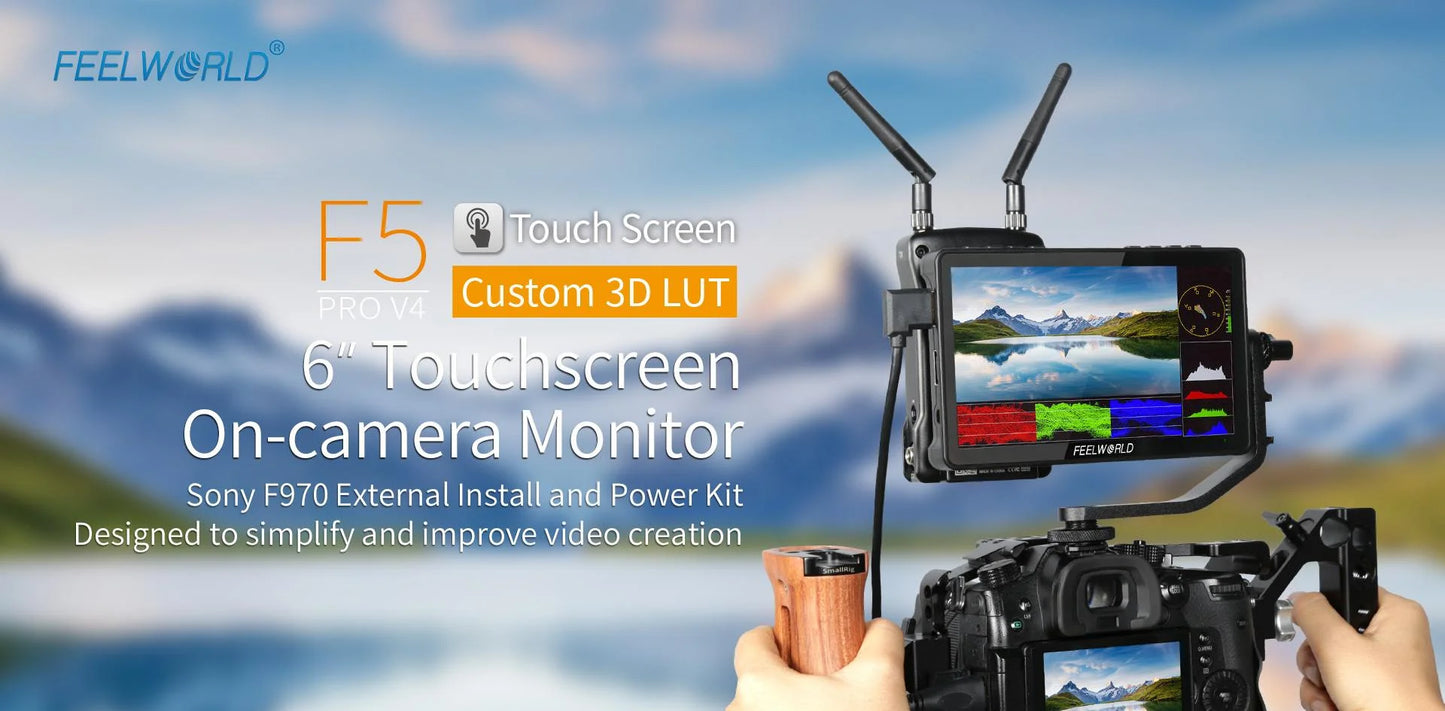 FEELWORLD F5 Pro V4 6 Inch on DSLR Camera Field Monitor Touch Screen 3D LUT FHD1920 1080 4K HDMI Video Focus Assist for Gimbal