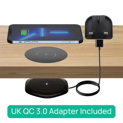 KPON Invisible Wireless Charger 30mm Under Table QI Charger Furniture Desk Wireless Charging Station for iPhone 16/15/14/13/12/8