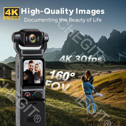 Real 4K Touchscreen Pocket Camera WIFI Outdoor DV 180°Rotatable UHD Anti-shake Bodycam Sports Action Portable Security Recorder