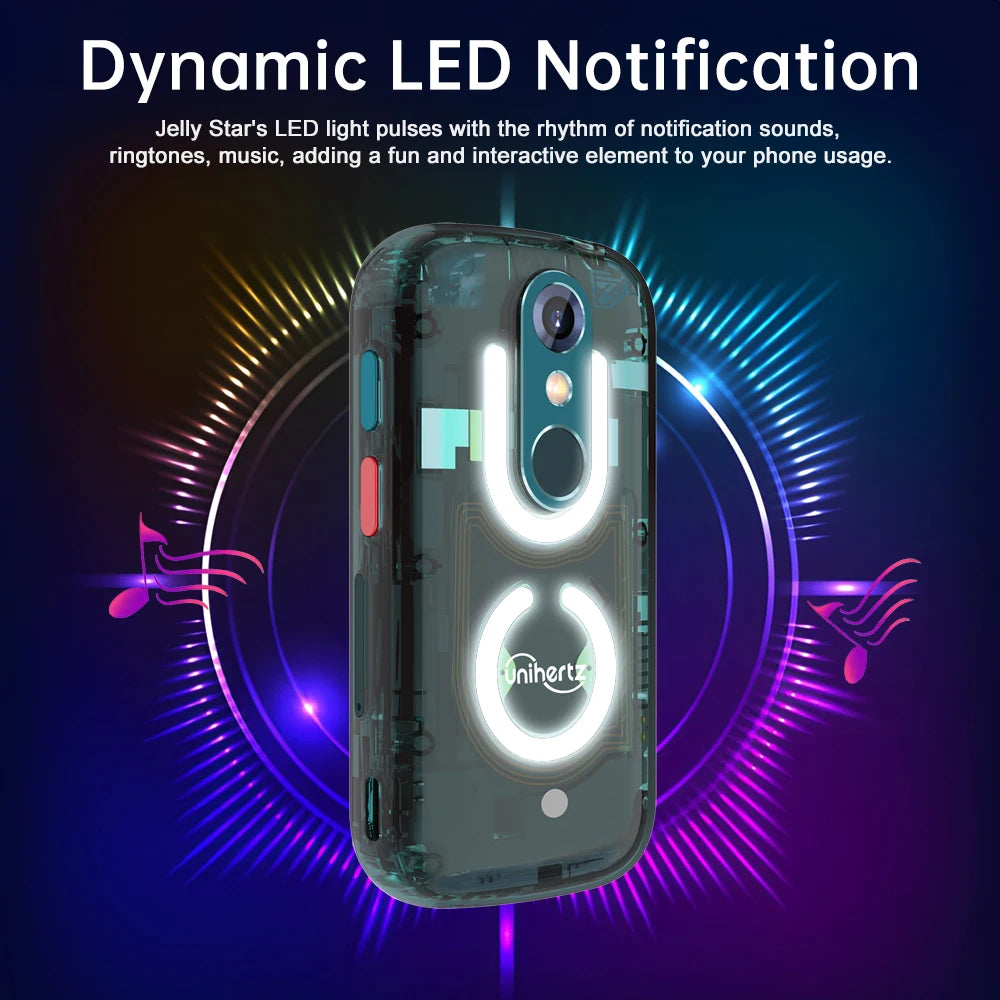 Unihertz Jelly Star Mini Smartphone Android 13 8GB 256GB Led Light Unlocked Transparent Backshell Cellphones 48MP Portable Phone