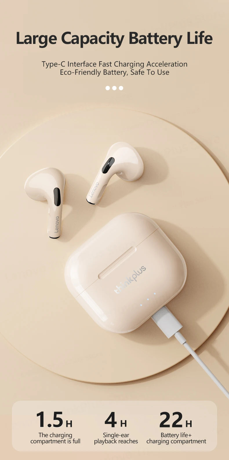 Lenovo LP40 Plus Bluetooth Earphones Wireless Headset Noise Reduction Headphones 230mAh HiFi Stereo Sports Earbuds With Mic - Universal Market