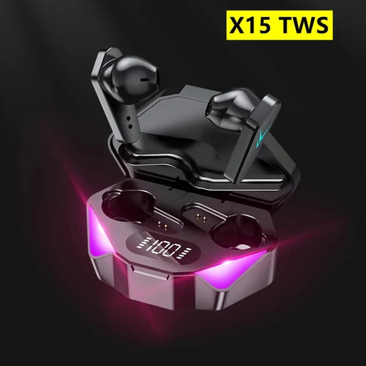 X15 TWS Gaming Earbuds Wireless Bluetooth Earphones With Mic Bass Audio Sound Positioning 9D Stereo Music HiFi Headset For Gamer - Universal Market