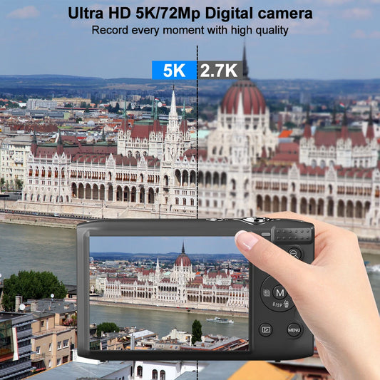 Magecam Digital Camera 5K 72MP 2.8inch LCD Screen 16X Zoom Vlogging Camera Vintage Vlog Video Recorder for Teens Adult Beginner - Universal Market