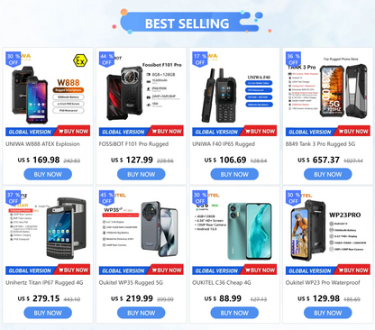 Oukitel WP33 Pro Rugged 5G Smartphones 6.6Inch FHD Octa Core 24GB+256GB Android 13 Mobile Phone 64MP 22000mAh 33W Fast Charging