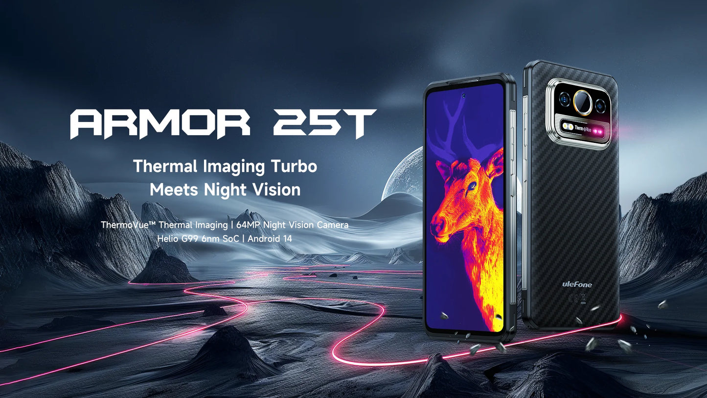 Ulefone Armor 25T 4G Rugged Phone Android 14 33W 50MP+64MP Night Camera NFC Waterproof Smartphone 6.78" 120Hz  256GB ROM  Global