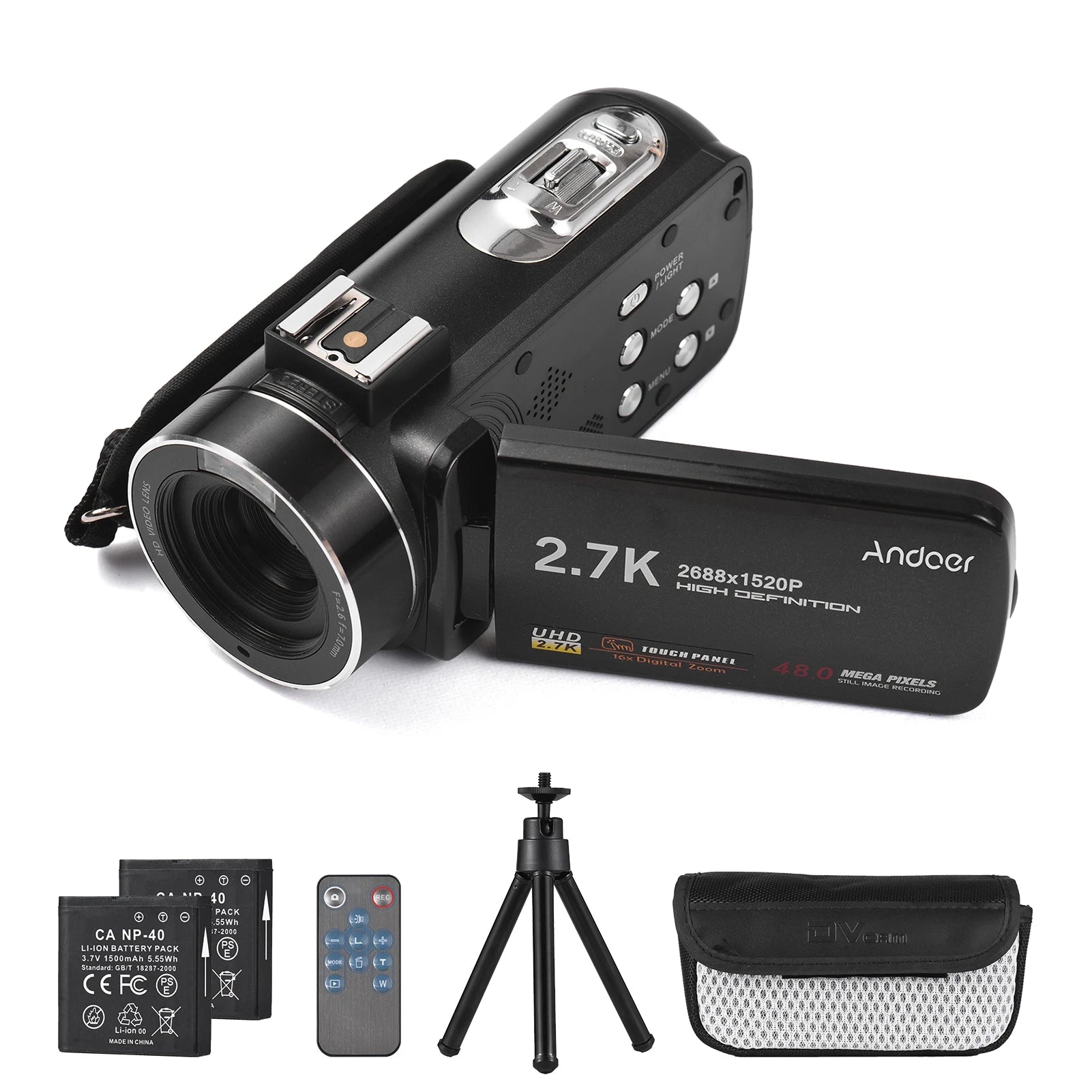 Andoer 2.7K Digital Video Camera Camcorder DV Recorder 48MP 16X Digital Zoom 3.0 Inch  Touch Panel Supports Face Detection Be - Universal Market