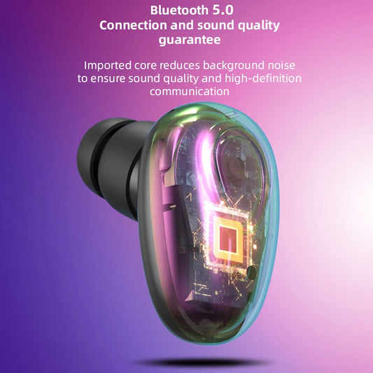 Mini Invisible Earphones Bluetooth 5.0 Wireless Headphones Hands Free Sports In-Ear Earbuds HiFi Music Gaming Headset with Mic - Universal Market