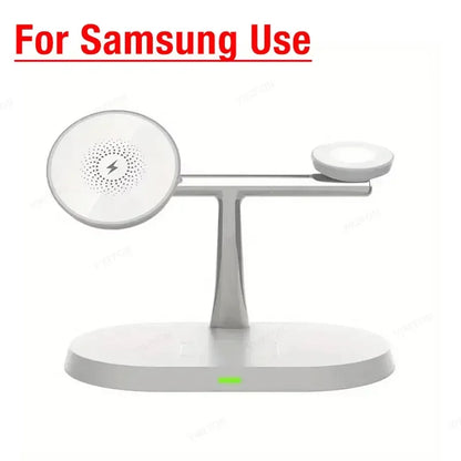 Phone Wireless Charger Desktop 3 IN 1 Magnetic For Magsafe iPhone 16 15 14 13 12 Samsung Apple/Galaxy Watch Fast Charging Dock