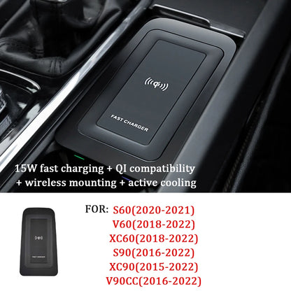 Car Accessories For Volvo xc60 xc90 s90 v90cc s60 v60cc Car Mobile Wireless Charger Car Fast Charging Board Car Styling
