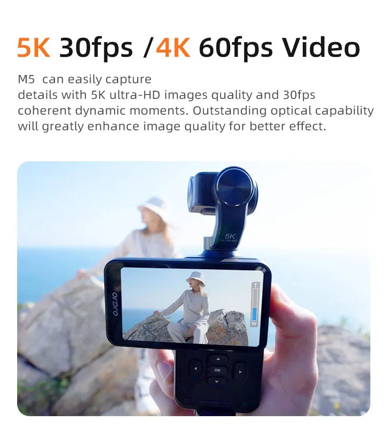 Ordro M5 Vlog Action Pocket Camera 5K 3-Axis Anti-shake Digital Video Camcorder 3.5" Screen Face Tracking IR Night Vison - Universal Market