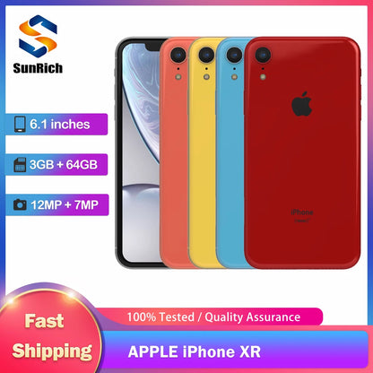 Original Used Apple iPhone XR Unlocked 4G Mobile Phone Face ID 6.1" 64/128/256GB ROM 12MP IOS NFC Camera Hexa-core Smartphones