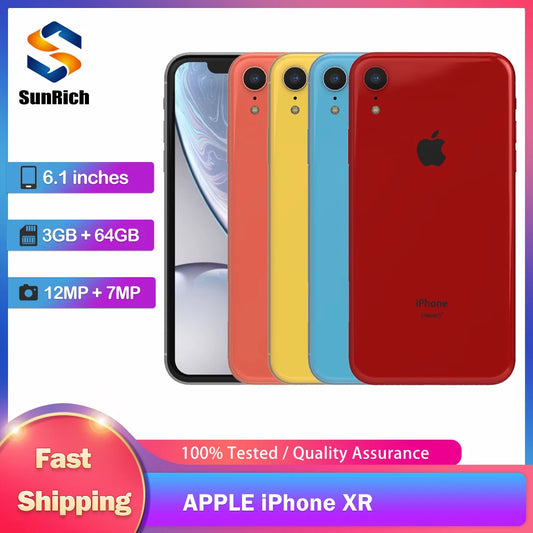 Original Used Apple iPhone XR Unlocked 4G Mobile Phone Face ID 6.1" 64/128/256GB ROM 12MP IOS NFC Camera Hexa-core Smartphones