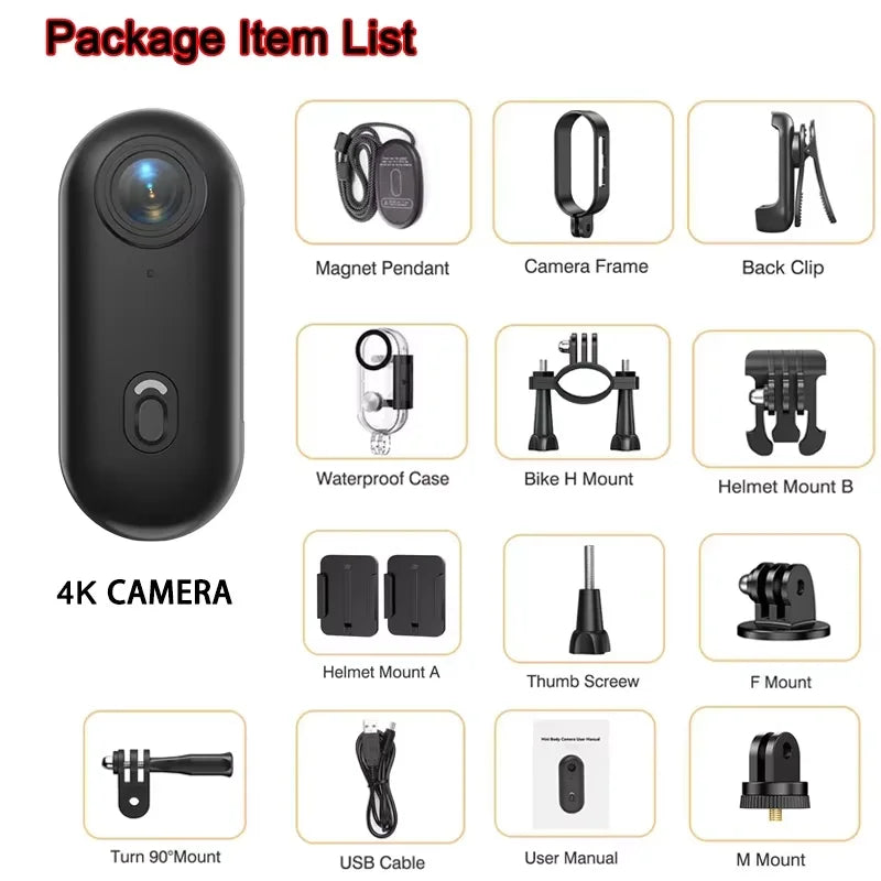 4K Motorcycle Mini Recorder Finger WIFI Action Camera Lightweight POV Motorcycle Road Sport Cam Bicycle Vlog Pet Body Camera - Universal Market